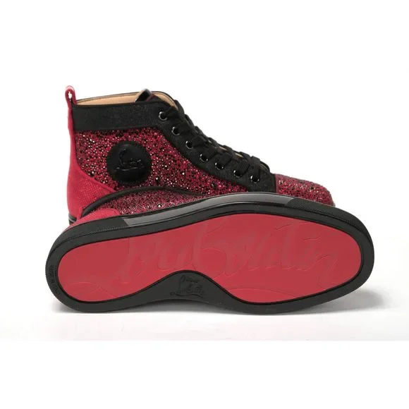 Christian Louboutin Red Black Louis Junior Spikes Sneaker Shoes - Picture 6 of 8